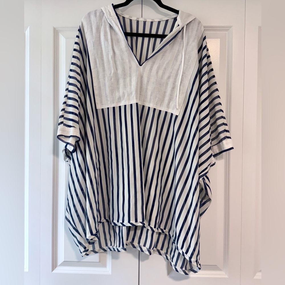 Striped Navy and White Beach Coverup One-size